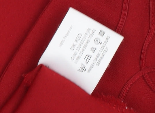Berkertex Women's Red Blouse Size 12 Casual Embroidered