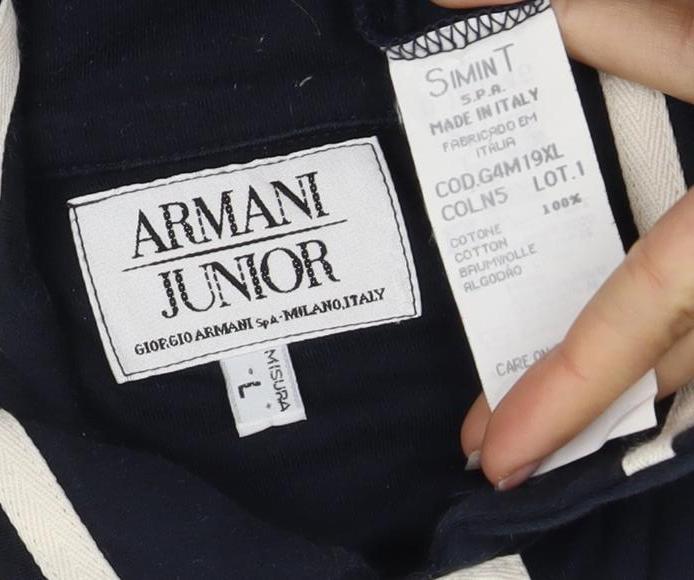 Armani Junior Boys Blue Polo Long Sleeve Top Size 6-7 Years