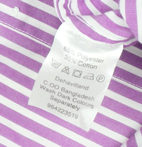 Dehavilland Men's Purple Striped Dress Shirt Size 16