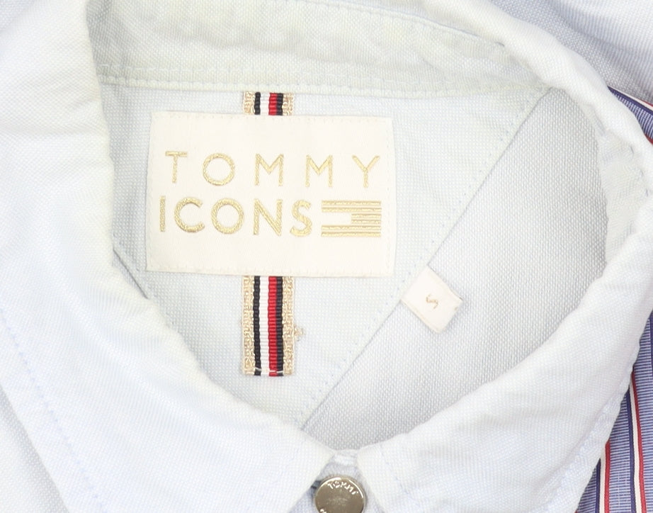 Tommy Icons Women's Blue Striped Button-Up Shirt S