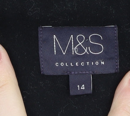 Marks and Spencer Women's Black Overcoat, Size 14, Wool Blend