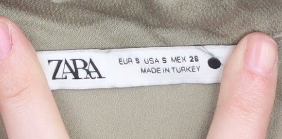 Zara Beige Women's Button-Up Shirt, Size S, Collared