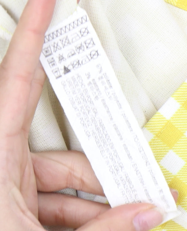 Pull&Bear Women Yellow Check Slip Dress XS