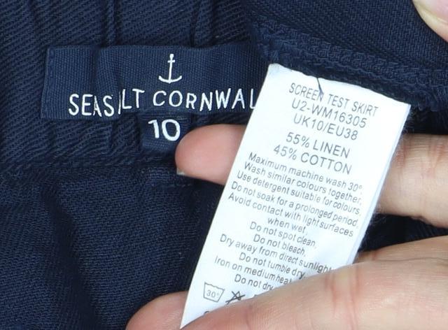 Seasalt Cornwall Women's Blue Cotton Linen Casual Skirt