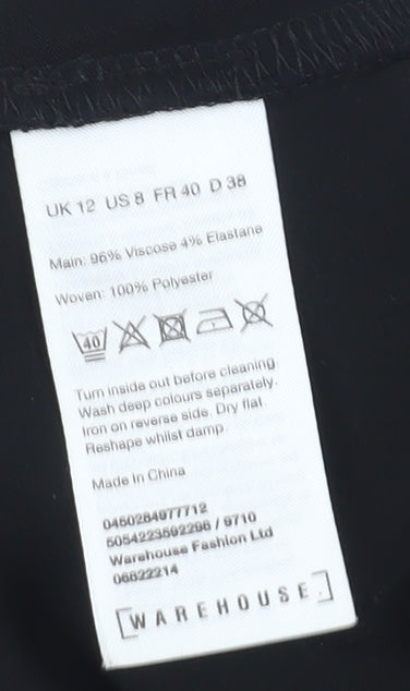 Warehouse Women's Black Long Sleeve Top UK Size 12