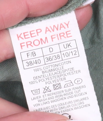 Afibel Women's Green Crochet Accent Blouse UK 10/12