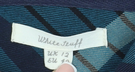 White Stuff Women's Blue Check Shirt Dress Size 12