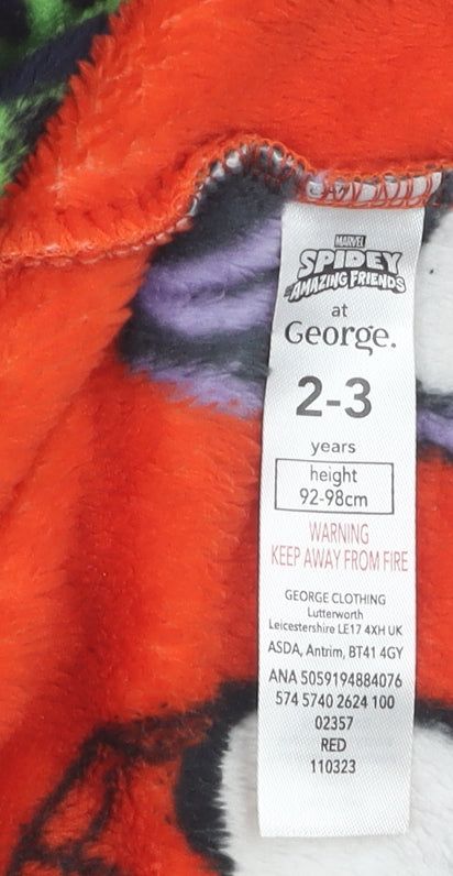 George Boys Red Marvel Superhero Hooded Robe 2-3 Years