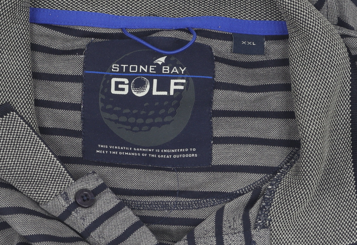 Stone Bay Men's Grey Striped XXL Golf Polo Shirt