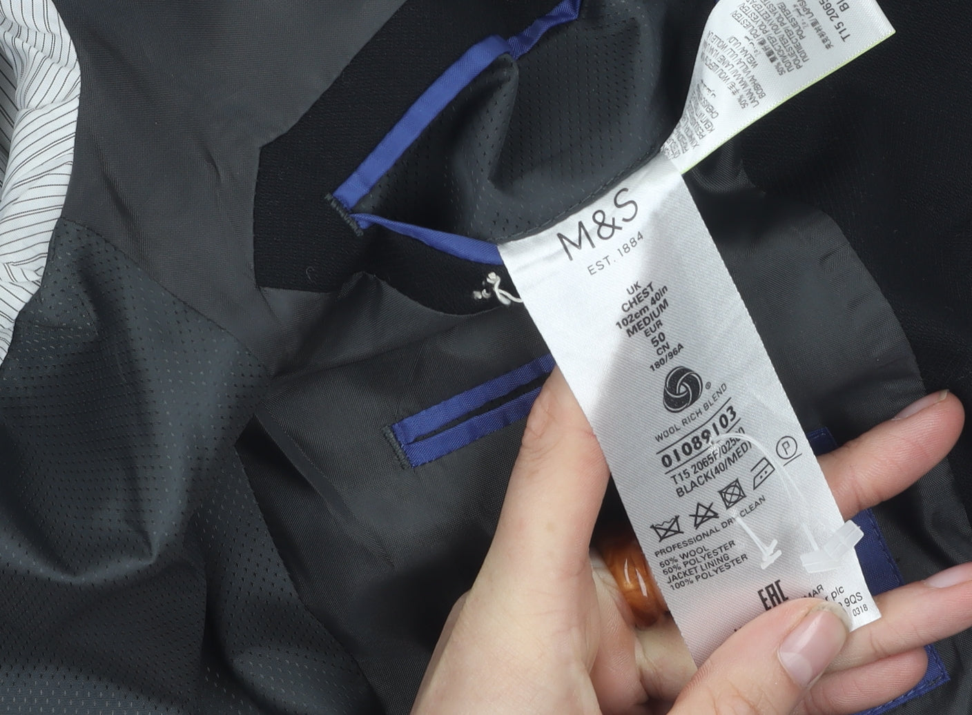 Marks and Spencer Men's Black Blazer, 40R, Formal