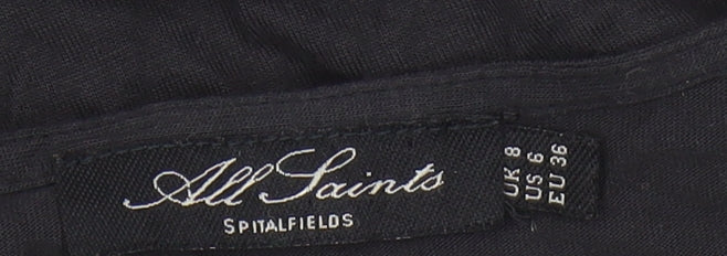 AllSaints Black Women's Dress UK 8 Beaded Short Sleeve