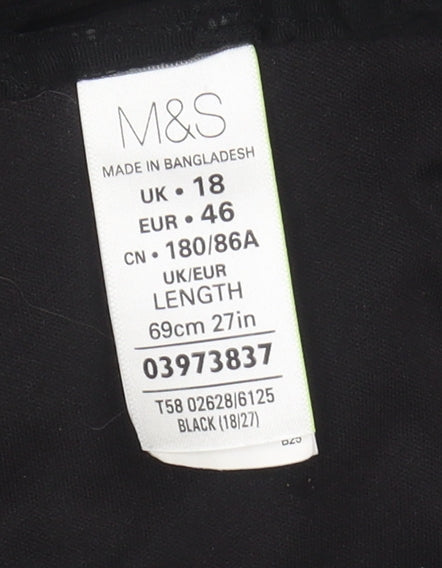 Marks and Spencer Women's Black A-Line Skirt - Size 18