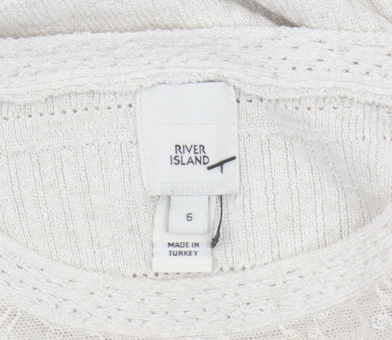 River Island Women's Beige Slim Fit Pullover Jumper