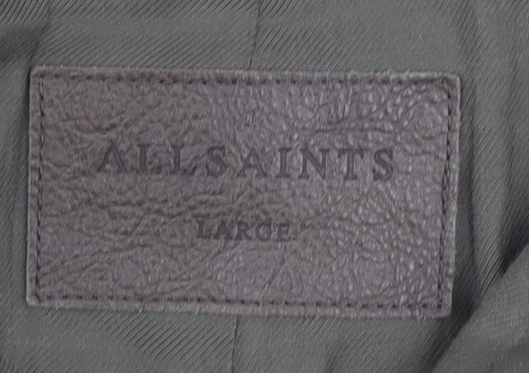 AllSaints Green Leather Jacket Men Large