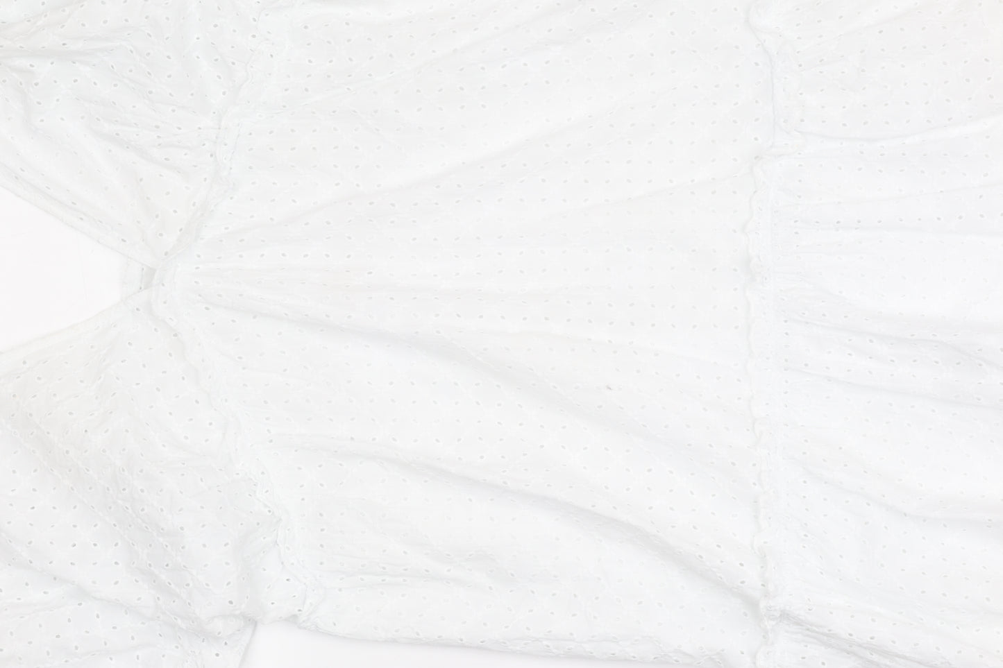 Zara Women White Mini Dress XL V-Neck Lace Puff Sleeve