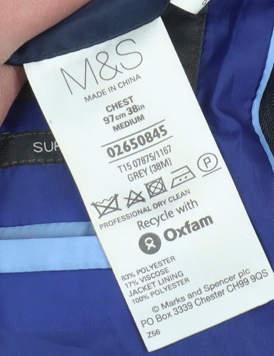 Marks and Spencer Grey Men's Blazer, 38R, Formal Style