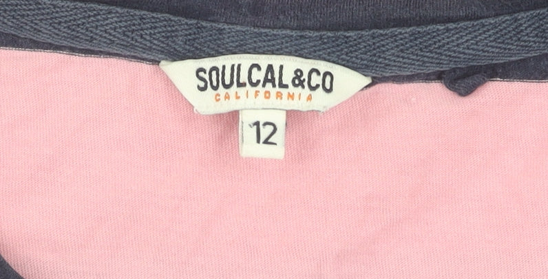 SoulCal & Co Women's Pink Striped T-Shirt, Size 12