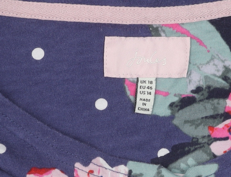 Joules Women’s Blue Floral Pullover Jumper Size 18