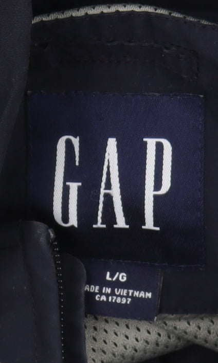 GAP Men's Blue Hooded Rain Coat Jacket L
