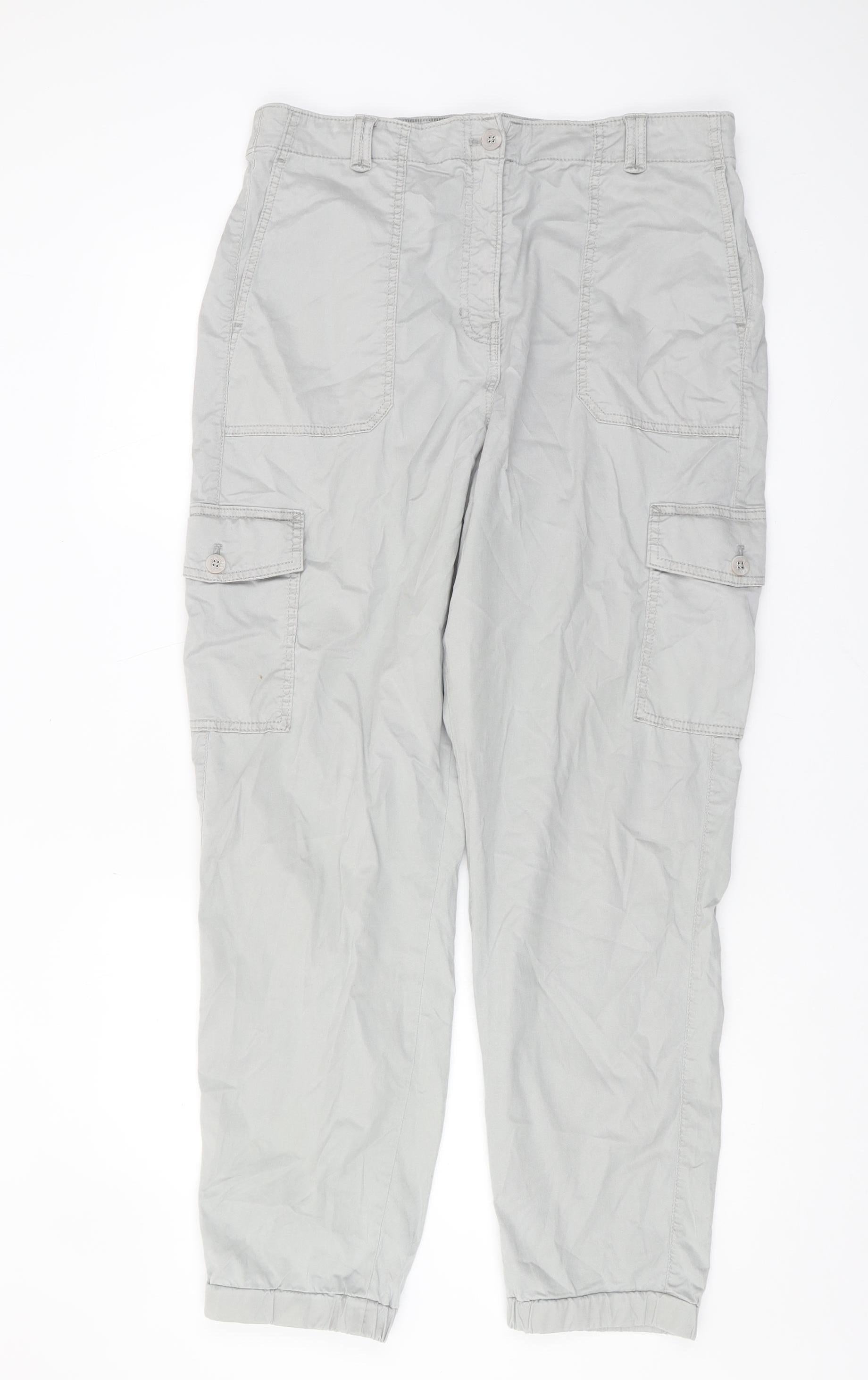 Marks and Spencer Women's Grey Cargo Trousers Size 16 – Preworn
