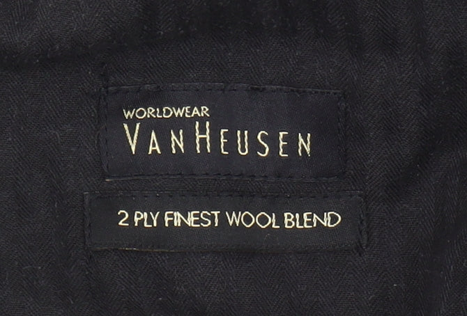 Van Heusen Men's Black Dress Pants 36in Wool Formal