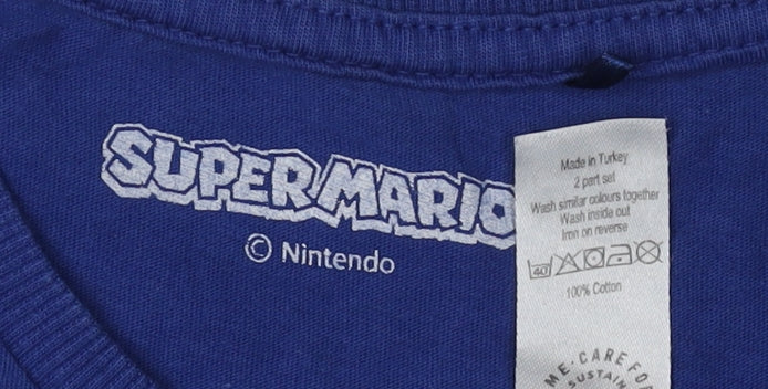 Nintendo Super Mario Men's Blue Graphic T-Shirt L