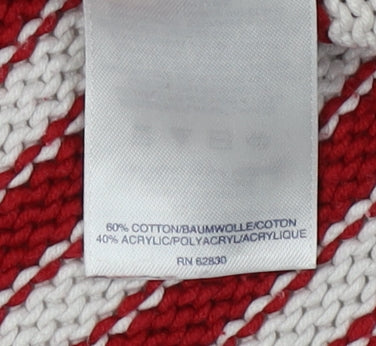 Lands' End Women's Red Striped Pullover Jumper M