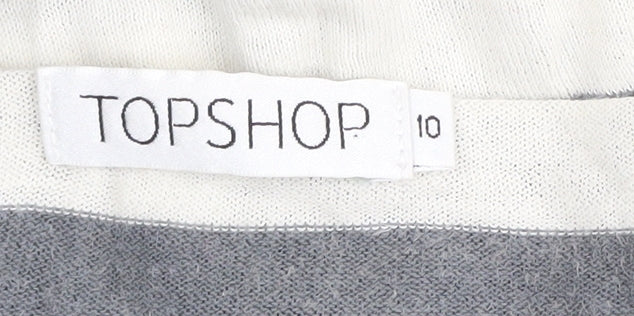 Topshop Women's Grey Striped Jumper, Size 10