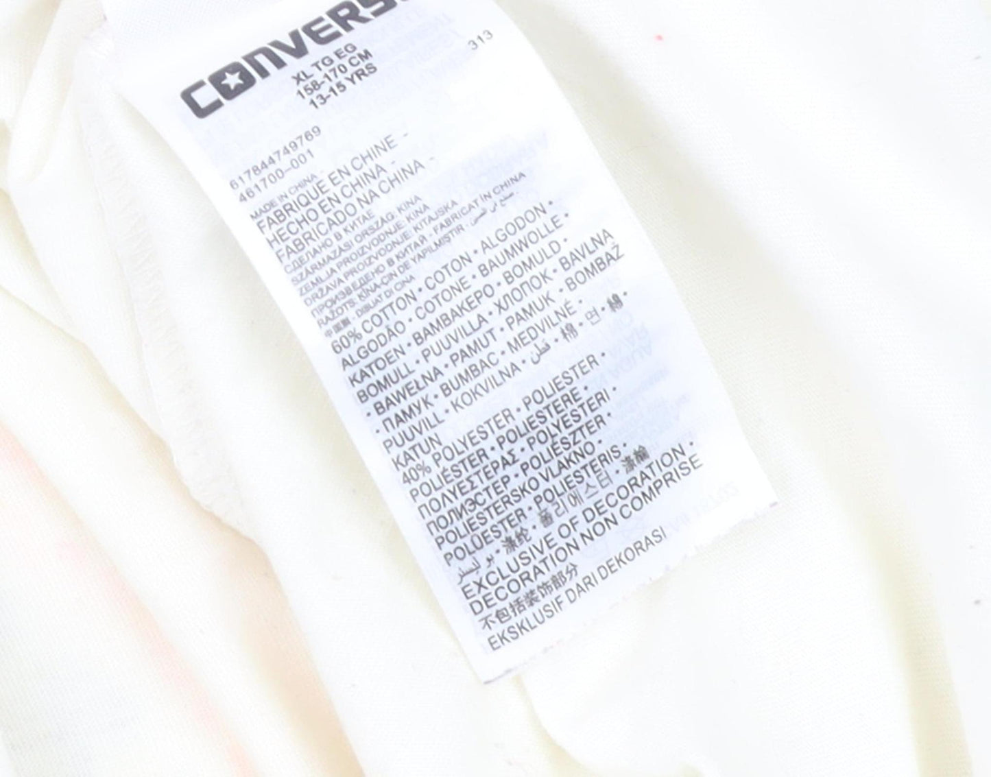 Converse Ivory Graphic T-Shirt XL Teens Crew Neck Casual