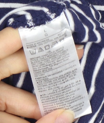 Gap Women's Blue Striped T-Shirt, L, Casual Classic