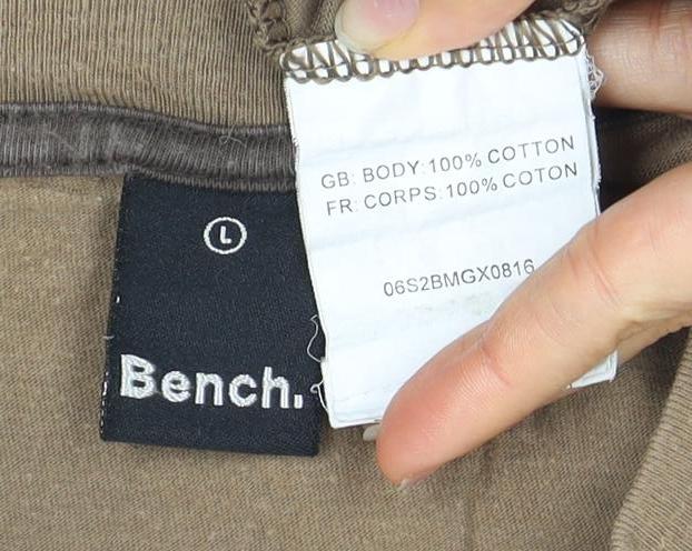 Bench Men's Brown L Short Sleeve Crew Neck T-Shirt Logo