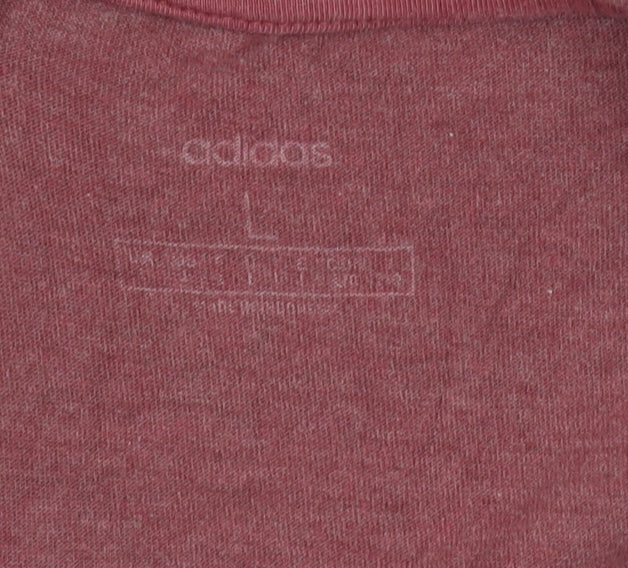 Adidas Men's Red L T-Shirt Crew Neck Short Sleeve