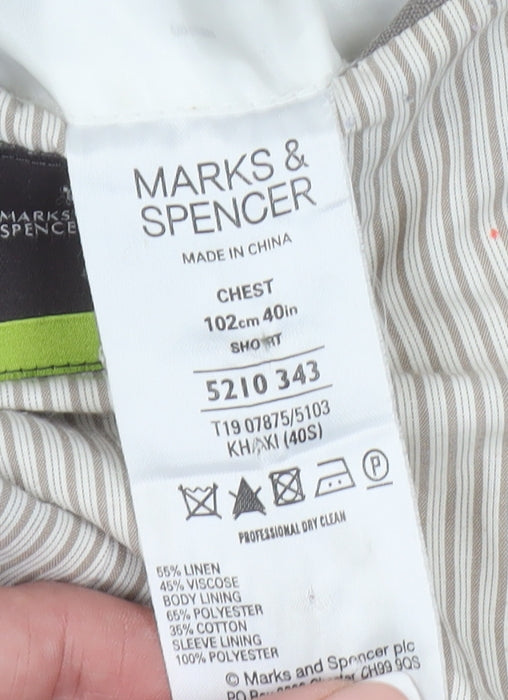 Marks and Spencer Men's Brown Linen Blazer 40S