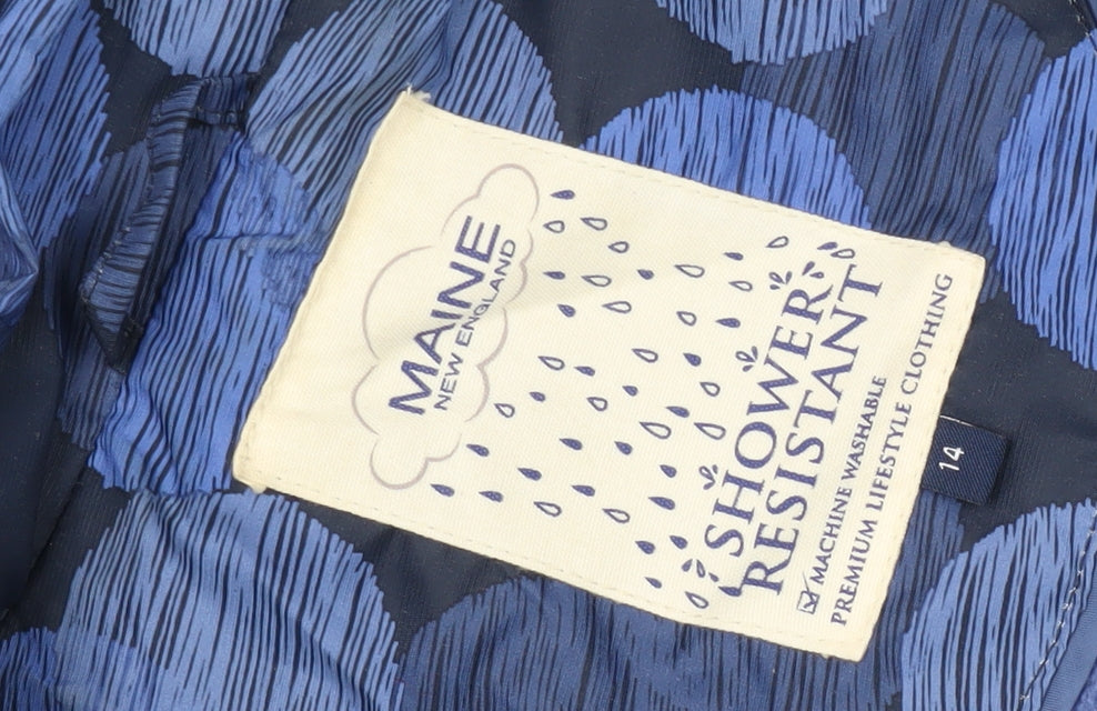 Maine Women’s Blue Hooded Rain Coat Size 14