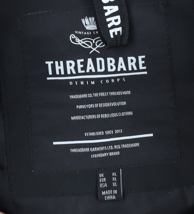 Threadbare Men's Black XL Puffer Waistcoat