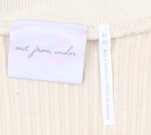 Out From Under Women's Beige XL Cropped Button-Up Top