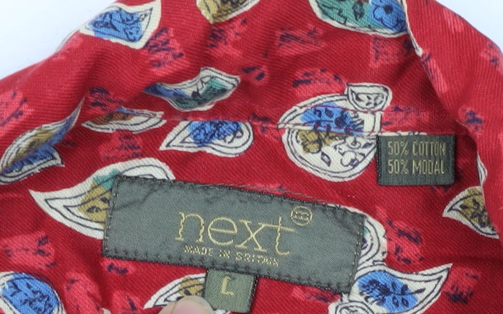 Next Men's Red Paisley Button-Up Shirt L
