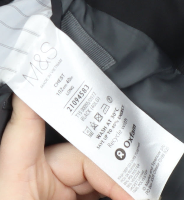 Marks and Spencer Men's Black Suit Jacket 40 Long Formal