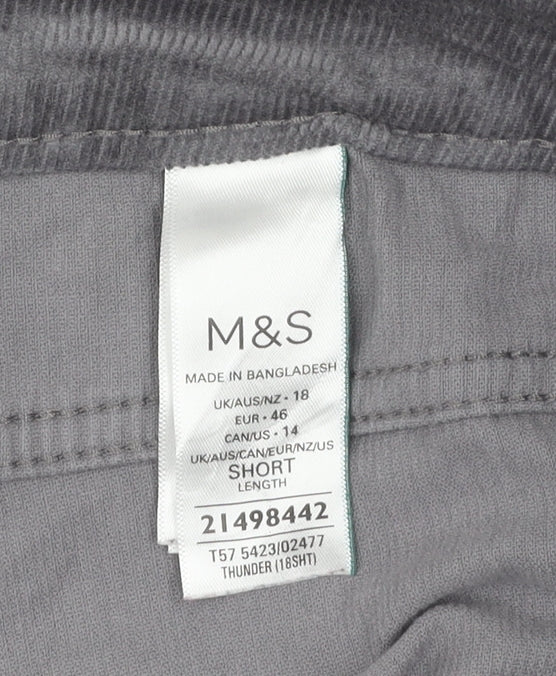 Marks and Spencer Women's Grey Corduroy Trousers Size 18