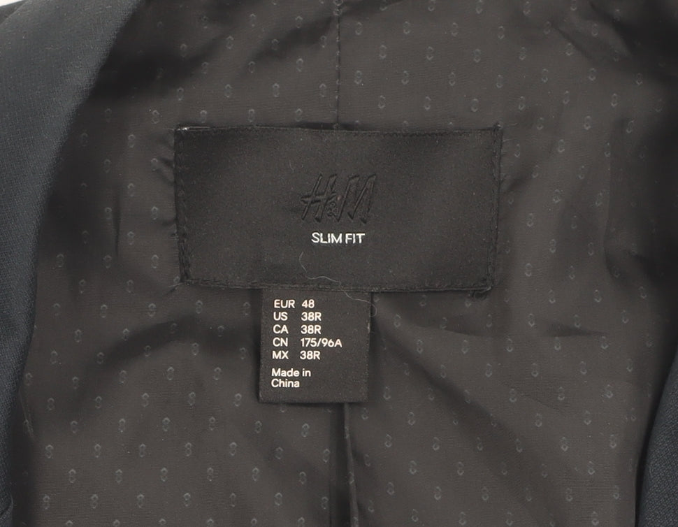 H&M Men's Blue Slim Fit Blazer Jacket 38R Slim