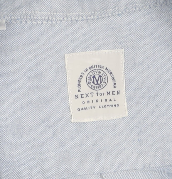 Next Men's Blue 15 Button-Up Shirt, Regular Fit, Long Sleeve