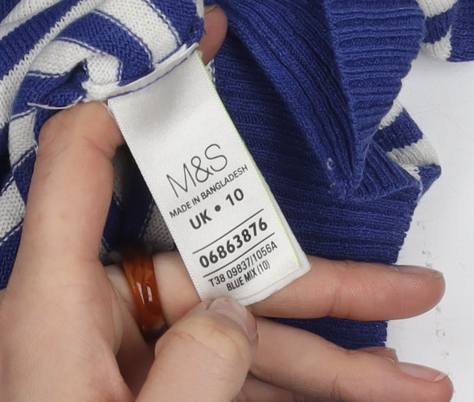 Marks and Spencer Women’s Blue Striped Jumper, Size 10