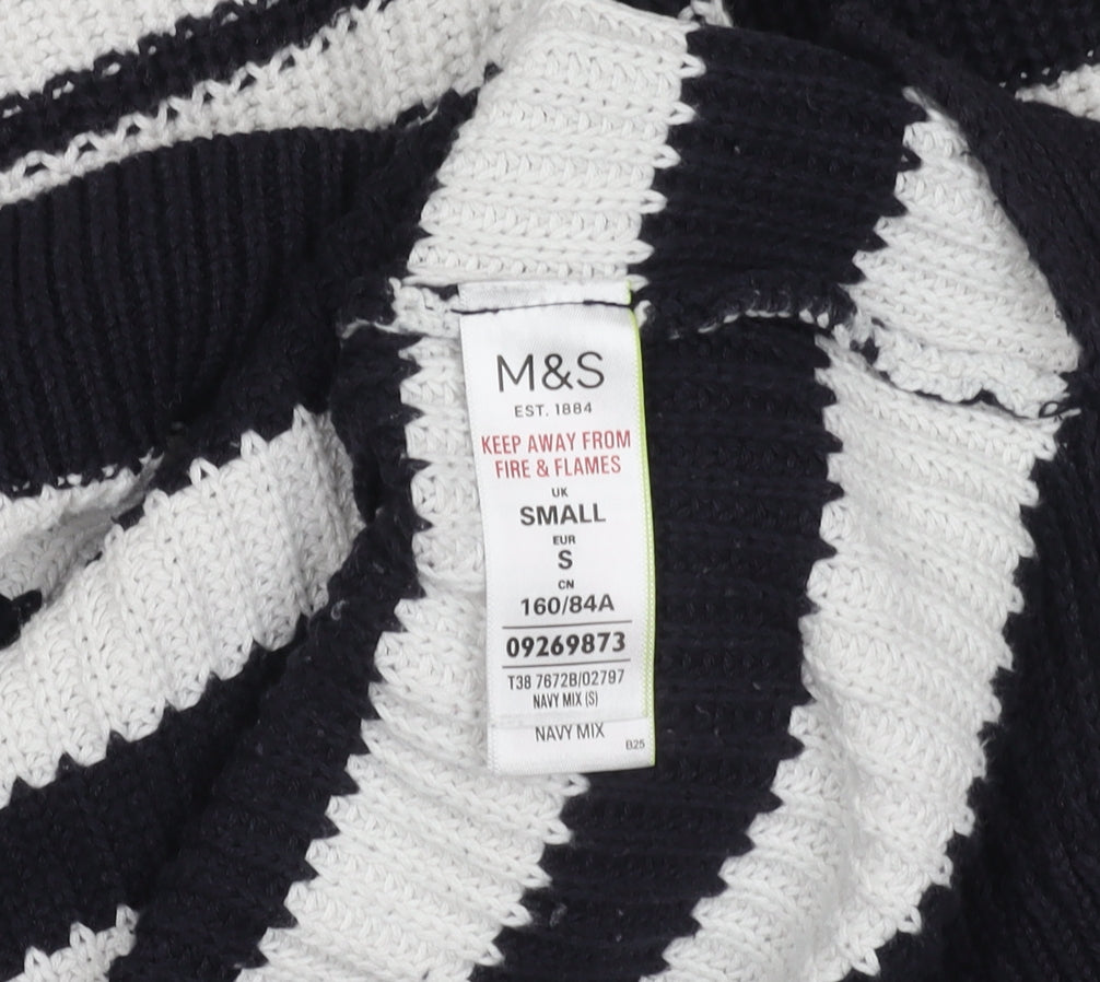 Marks and Spencer Women's Black Striped Pullover Jumper S