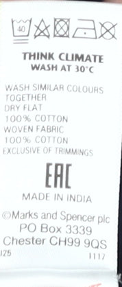 M&S Women's Blue Cardigan Size 14 Cotton Crochet Accent