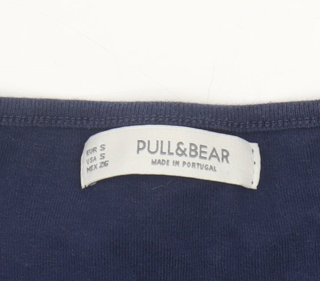 Pull & Bear Women Blue Cropped T-Shirt S