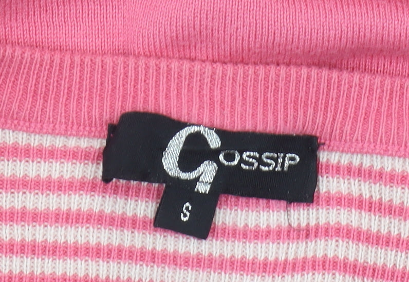 Gossip Women's Pink Striped Cardigan S Short Sleeve