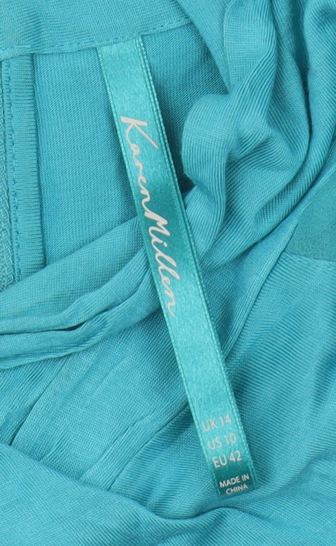 Karen Millen Women's Blue Long Sleeve Top, Size 14