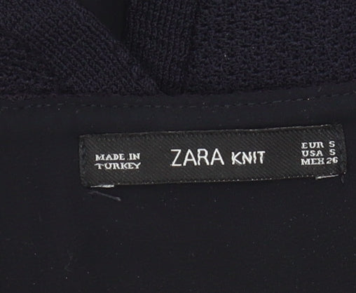 Zara Women's Black Knit Blouse, Size S, Round Neck