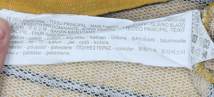 Pull&Bear Women's Yellow Striped Sweatshirt - Size 10