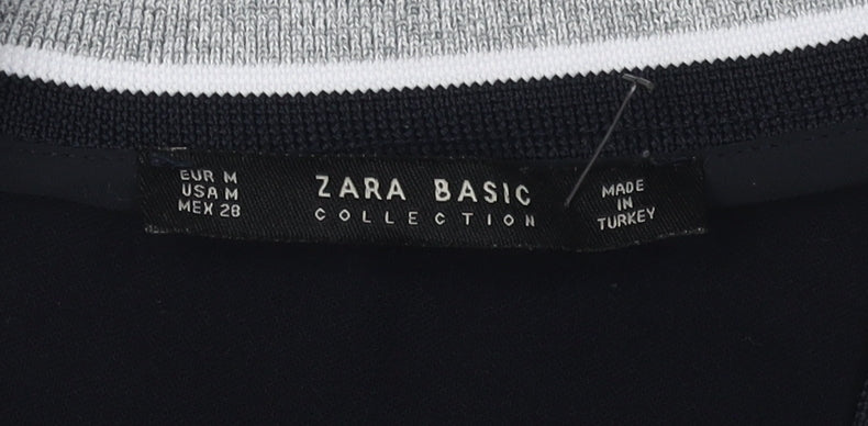 Zara Women Black 3/4 Sleeve V-Neck Dress M